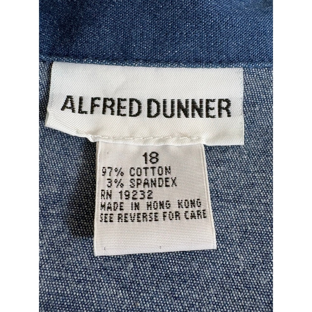 Alfred Dunner Womens Denim Patchwork Jacket Floral Embroidered Corduroy Blue  18 - Picture 7 of 10